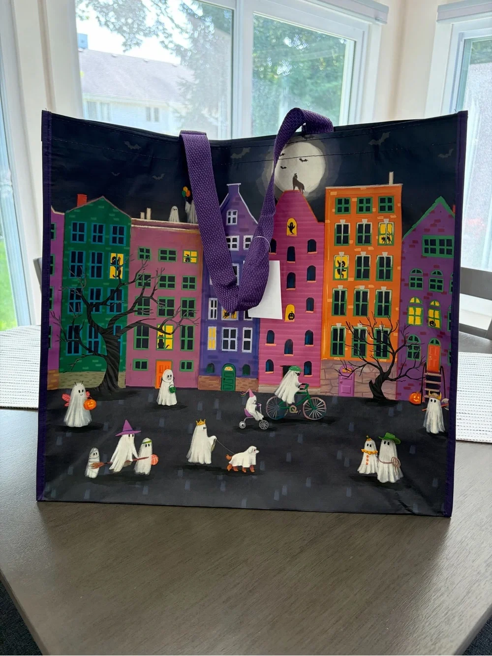 Halloween Ghosts Decorative HomeGoods Tote Bag - Purple & Multicolor
